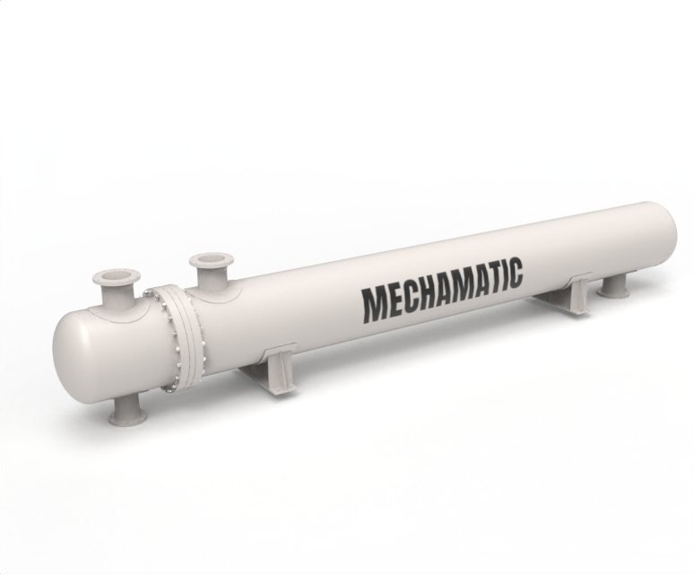 BEU shell and tube heat exchanger with a bonnet head, bolted joint, top nozzles and saddle supports