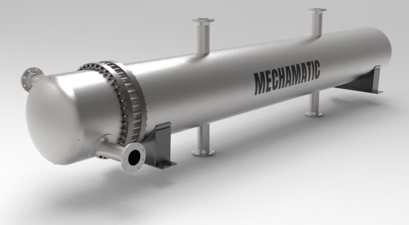 BHU shell and tube heat exchanger with a bonnet head, bolted girth flange, shell nozzles and saddle supports